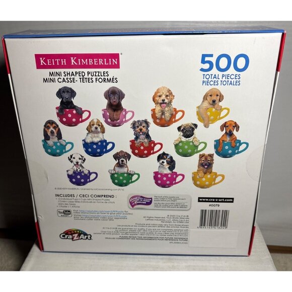 13 Mini Puzzles Dogs in Teacups Keith Kimberlin 500 Pieces Total Cra-ZArt NEW - Picture 3 of 6